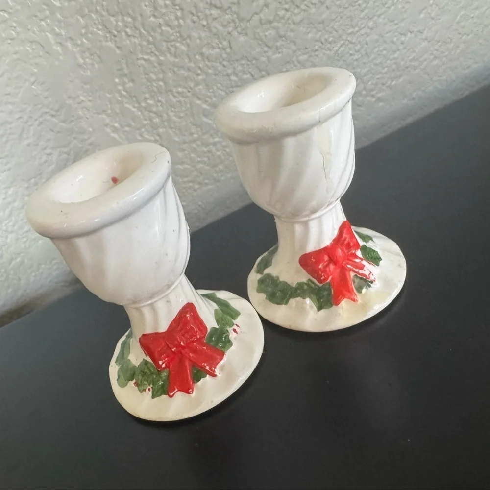 Napcoware Candle Holders with Red Bows